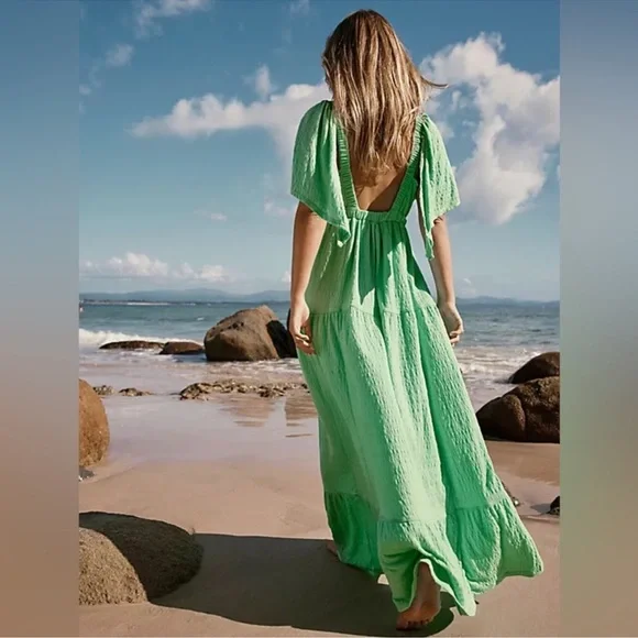 Free People Beach Light Green V-Neck Maxi Dress - Picture 8 of 8